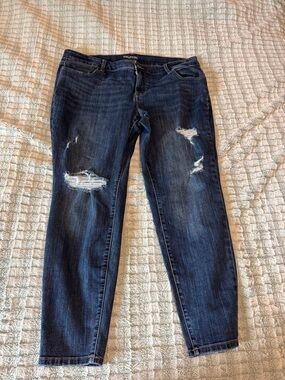 Maurices Dark Blue Distressed Boyfriend Jeans